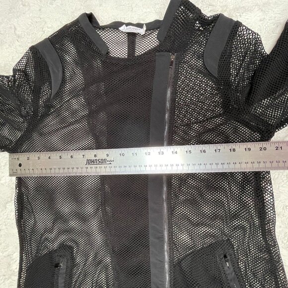 Mc Planet by Innate Womens Mesh Sheer Full-Zip Asymmetric Jacket Sz 12 /T4 Black - Picture 6 of 7